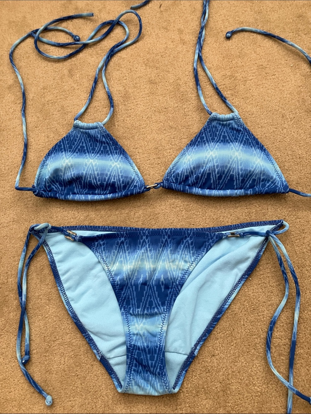 American Eagle Outfitters Blue Tie-Dye Triangle Bikini